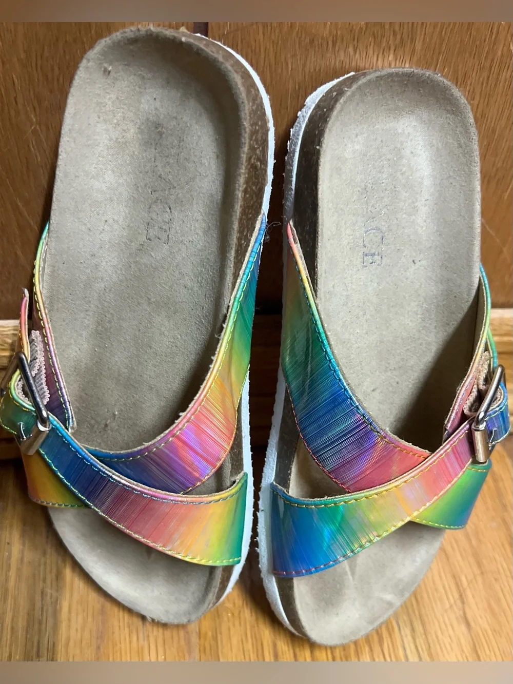 The Children's Place Iridescent Rainbow Cross-Strap Sandals